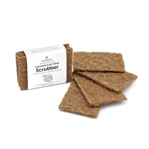 Coconut Coir Scrub Pad – Pack of 4 Natural Scrubbers for Dishwashing & Surface Cleaning